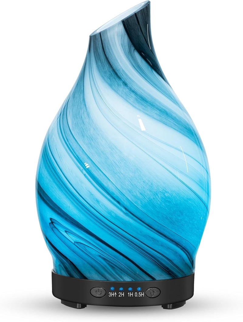 JOYOLO Essential Oil Diffuser, 120ML Glass Aromatherapy Diffuser with Auto Shut-Off and 7 Color LED Lights, Ultrasonic Mist Humidifier with 4 Timer for Home Office Bedroom (Gray Wave) - Image 1